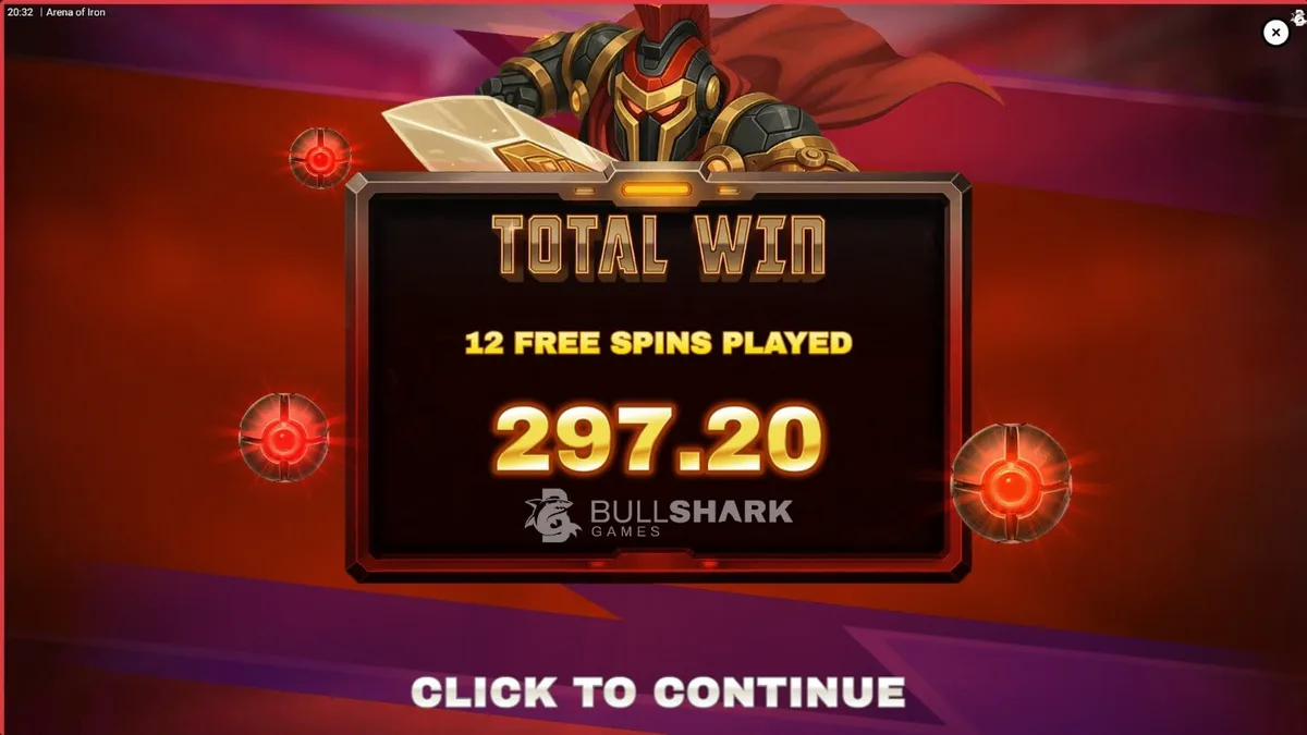 Arena of Iron slot machine interface featuring futuristic robotic gladiator theme